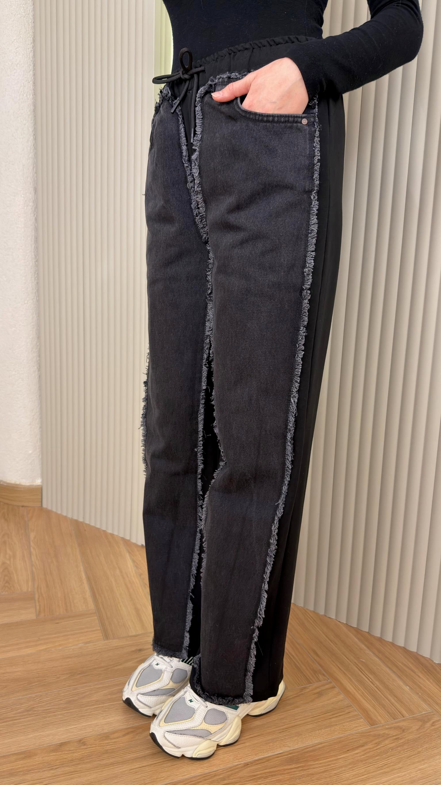 Antrasit Kot Ve Penye Detaylı Pantolon