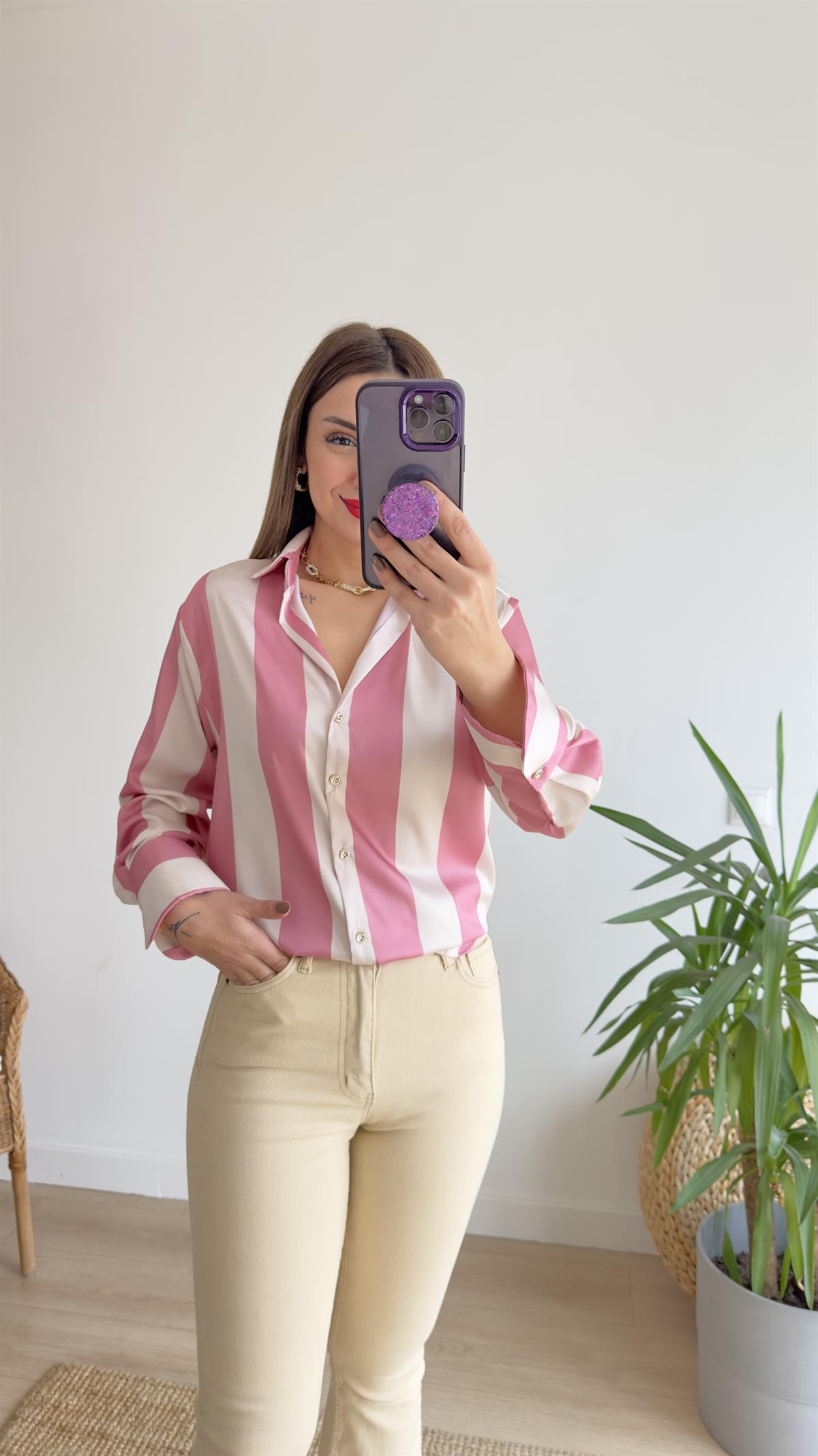Ferny Zra Model Pembe Çizgili Gömlek