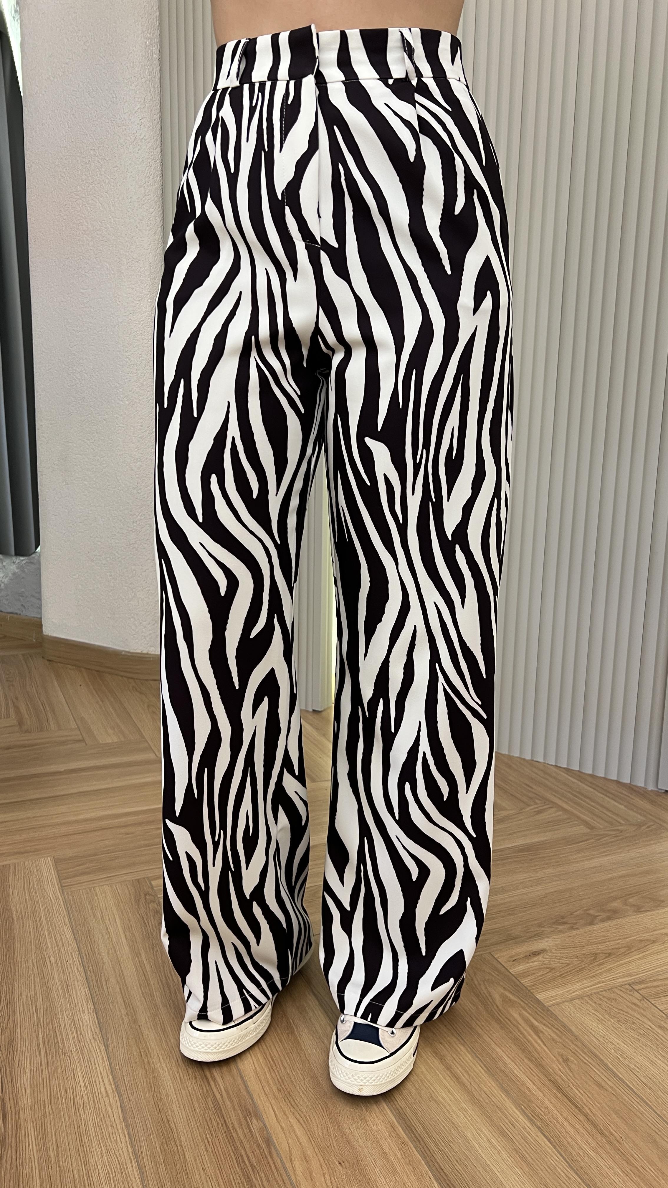 Lares Zebra Desenli Yüksek Bel Pantolon