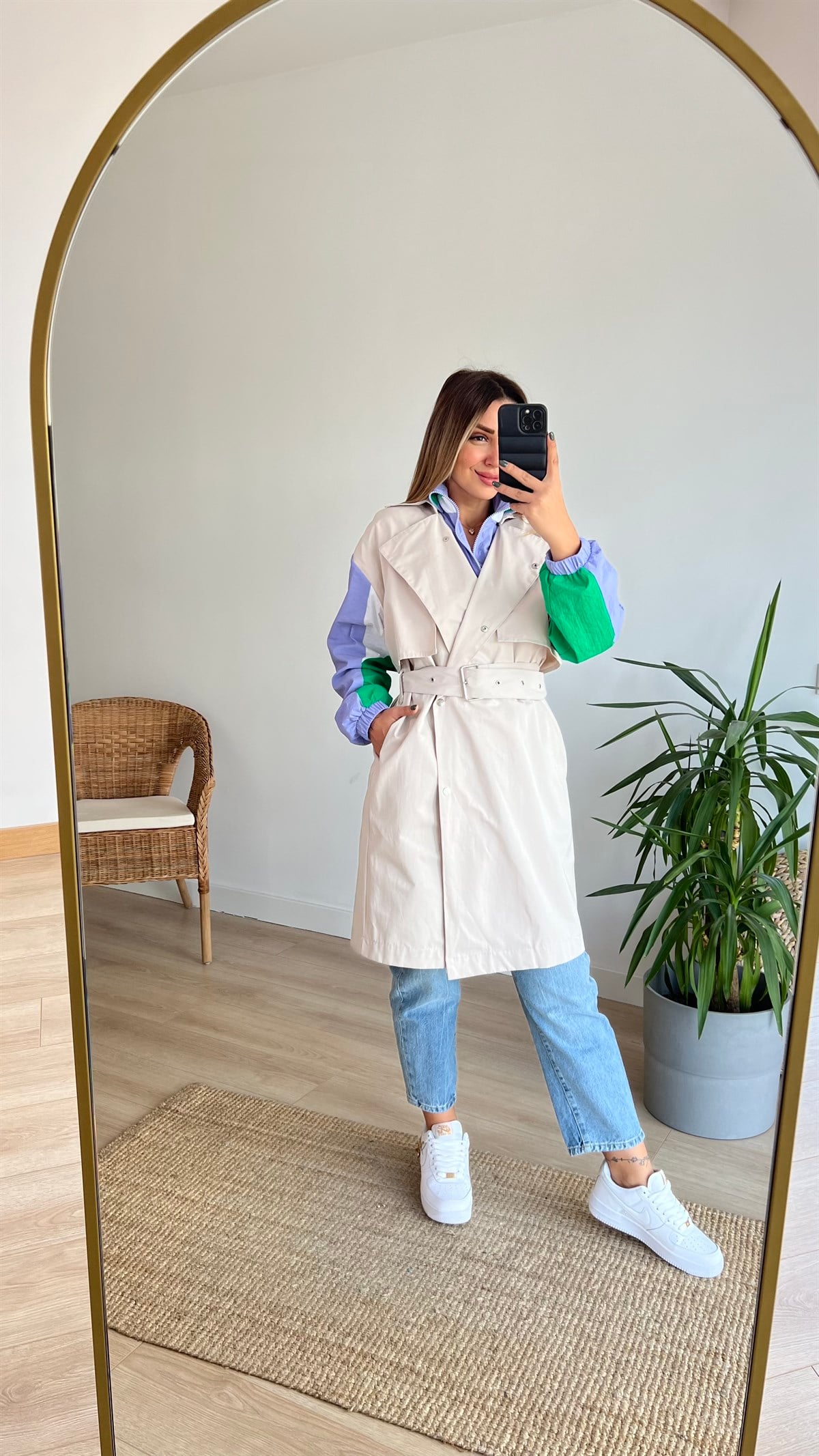 Garnili Krem Tasarım Trenchcoat
