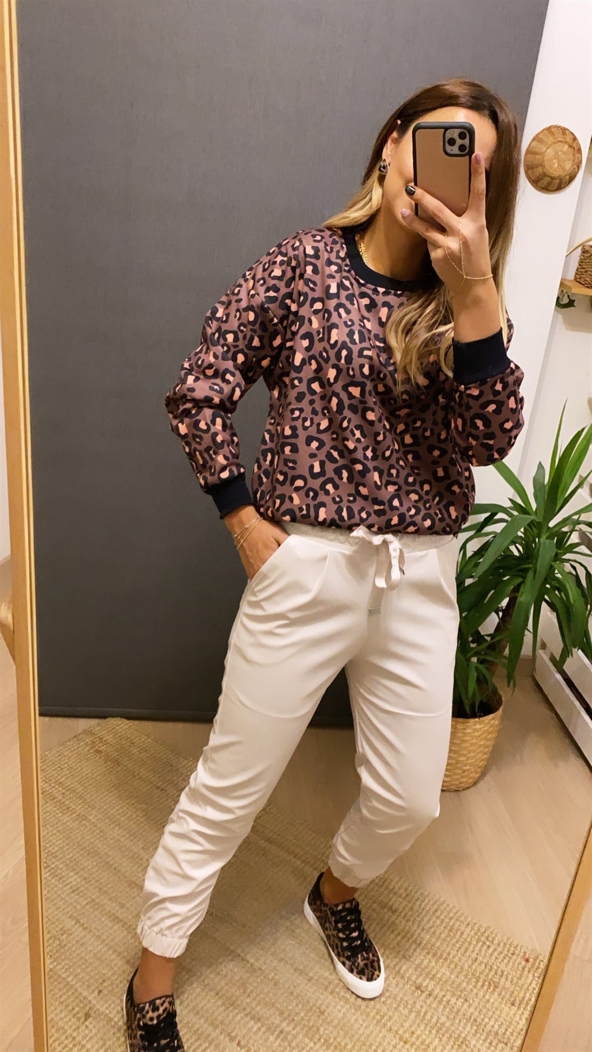 Leopar Baskı Sweatshirt
