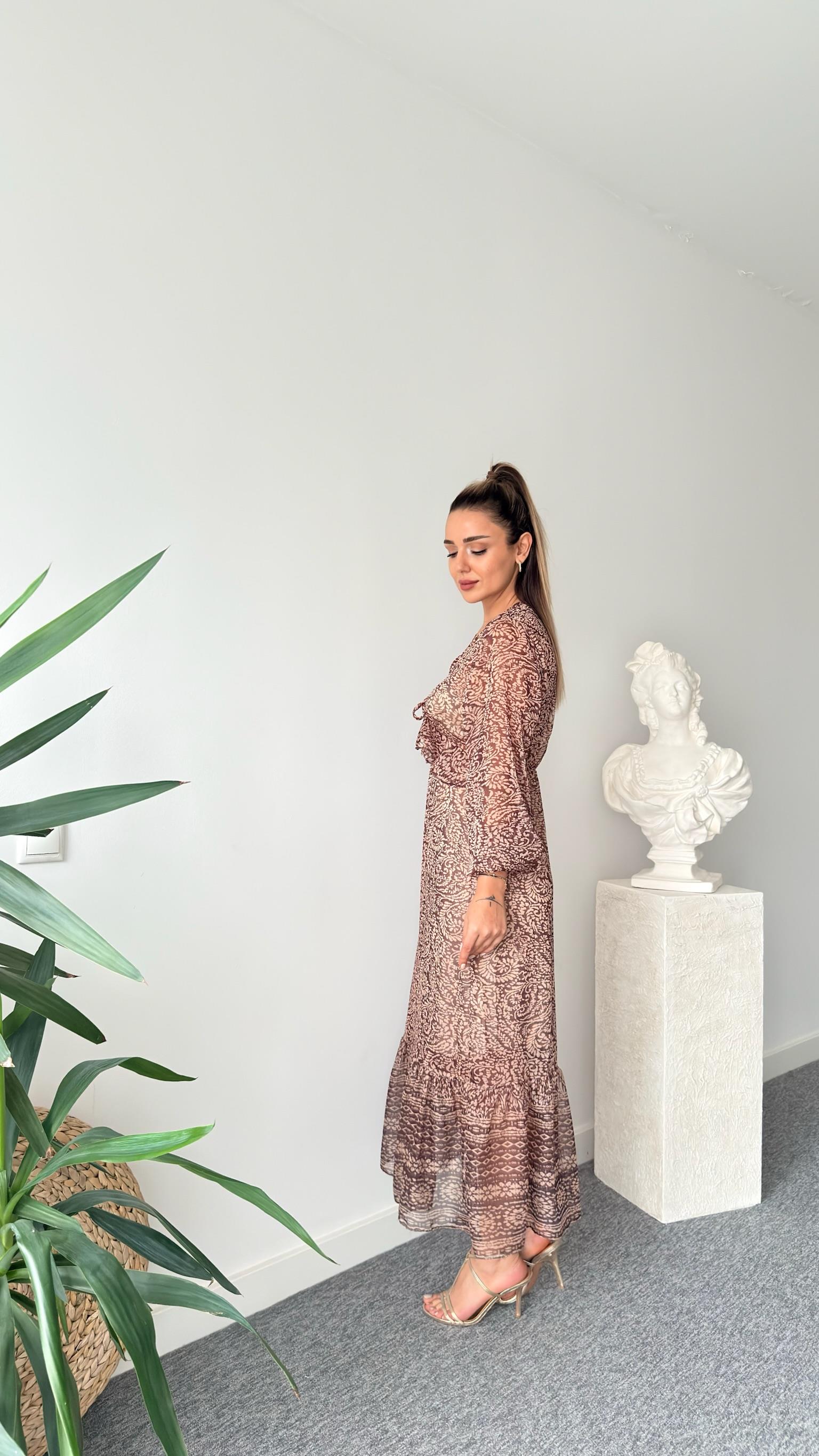 Fırfırlı Desenli Zra Model Elbise 