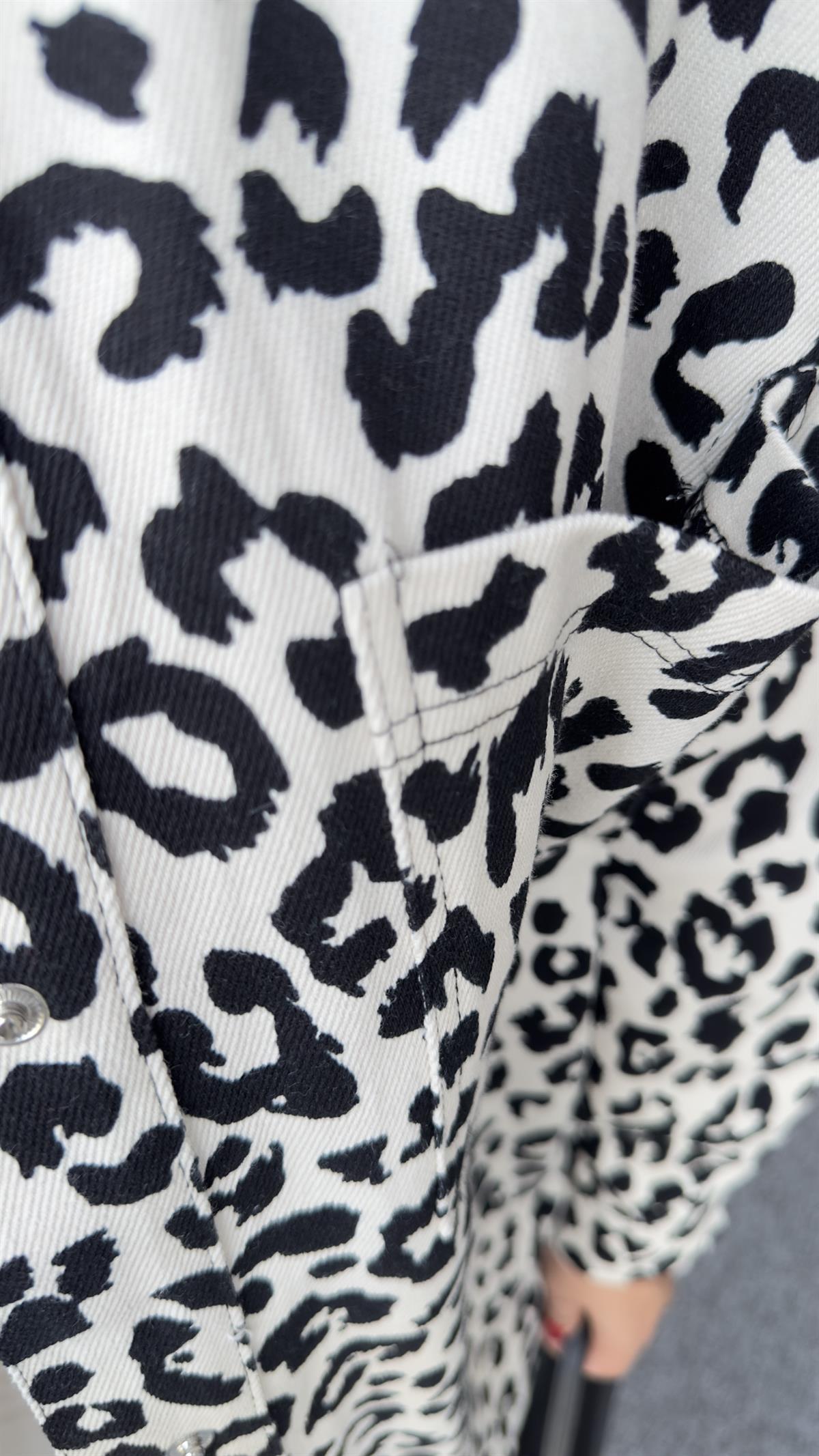 Keny Leopar Desen Gabardin Ceket