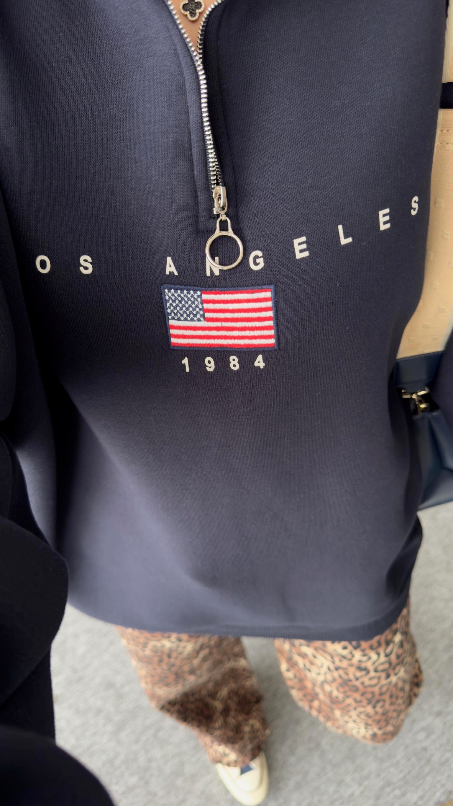Los Angeles Nakışlı Lacivert Sweatshirt