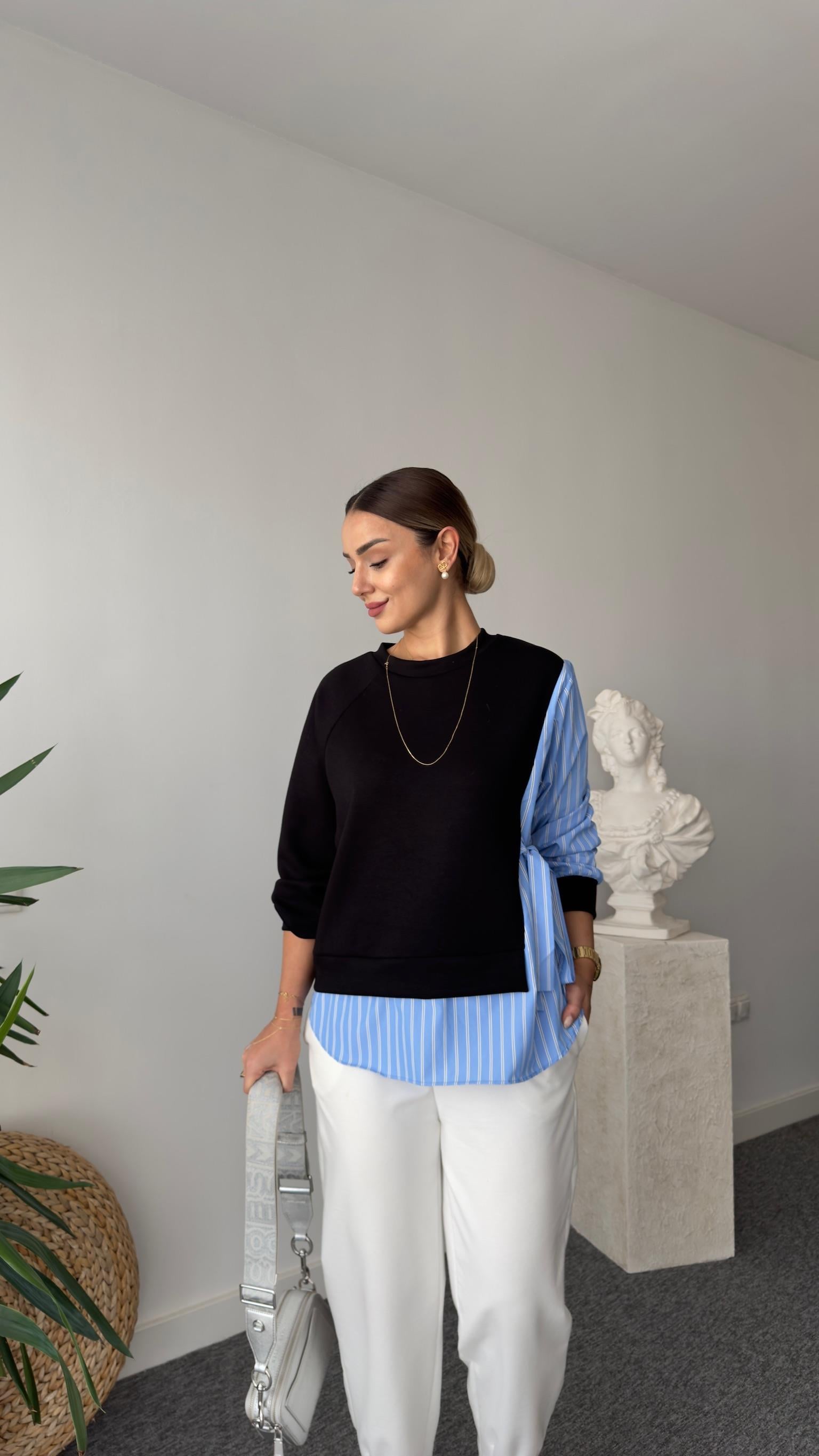 Endro Yan Gömlek Bağlamalı Modal Sweat