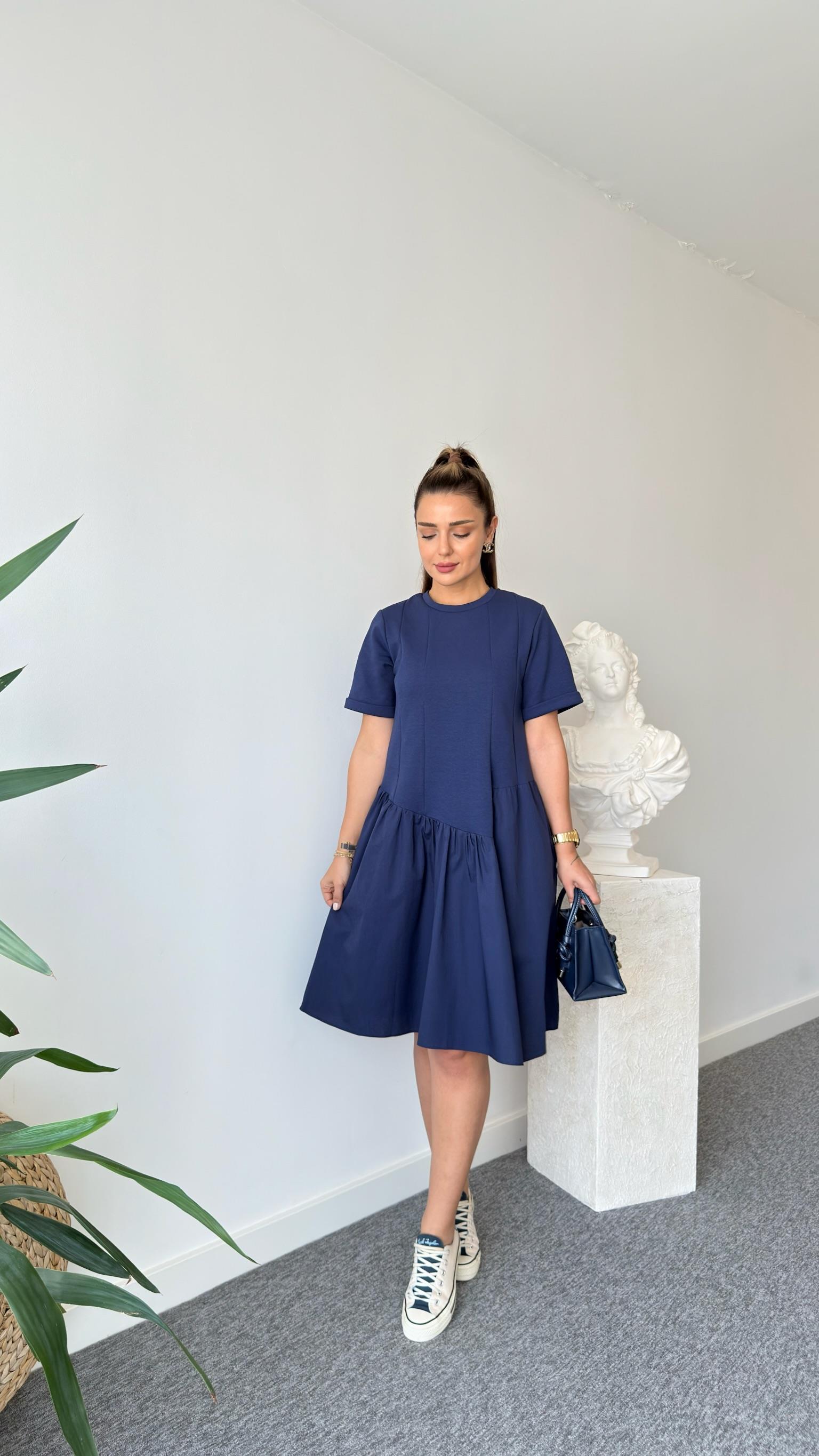 Lacivert Ronse Marka Model Garnili Elbise 