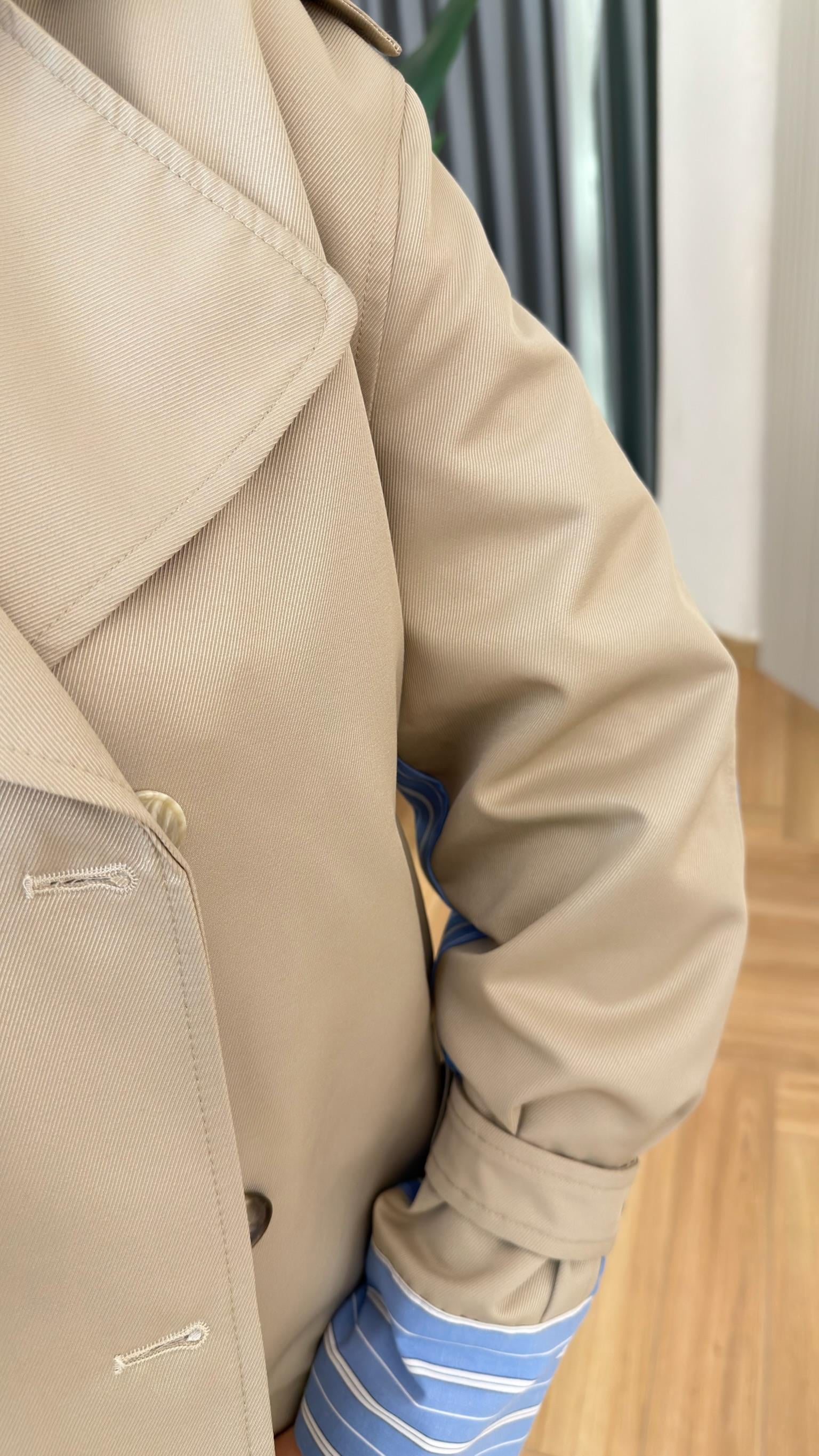 Roel Poplin Garnili Premium Bej Kısa Trenç