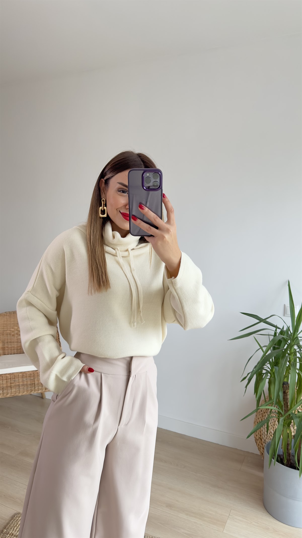Boğazlı Basic Ekru Triko