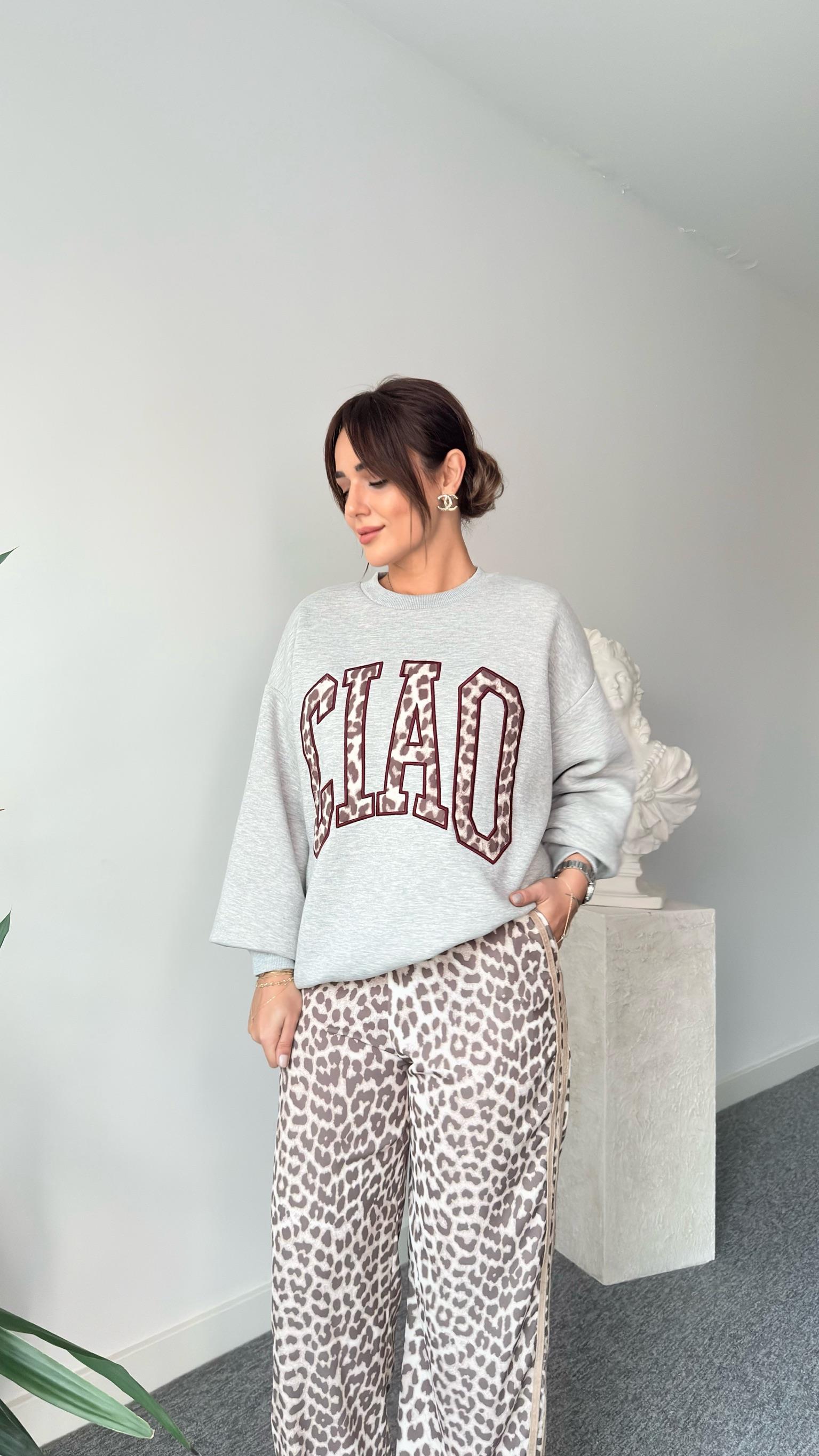 Cıao Leopar Nakışlı Sweatshirt