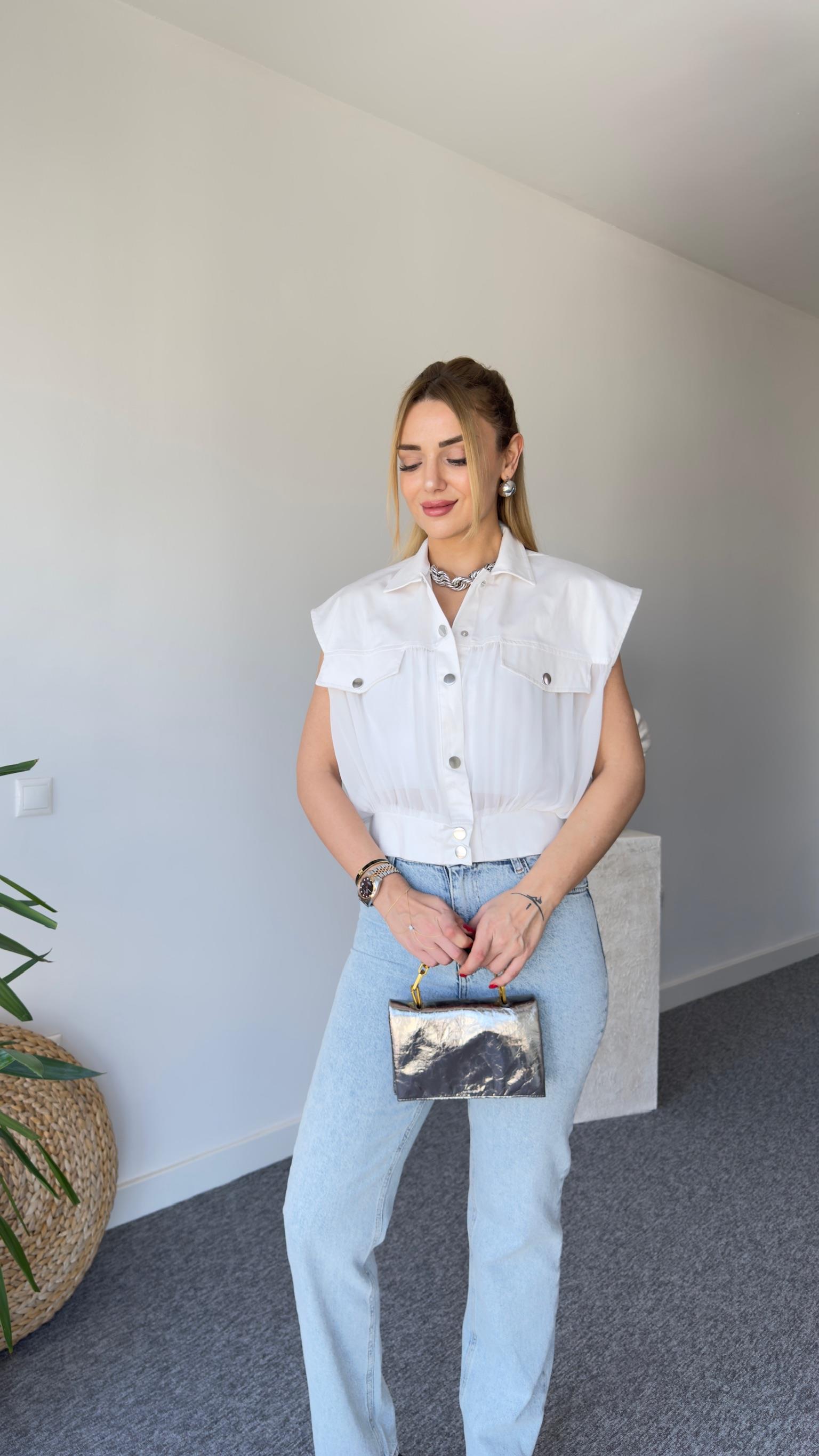 Tül Detaylı Tws Model Beyaz Yelek