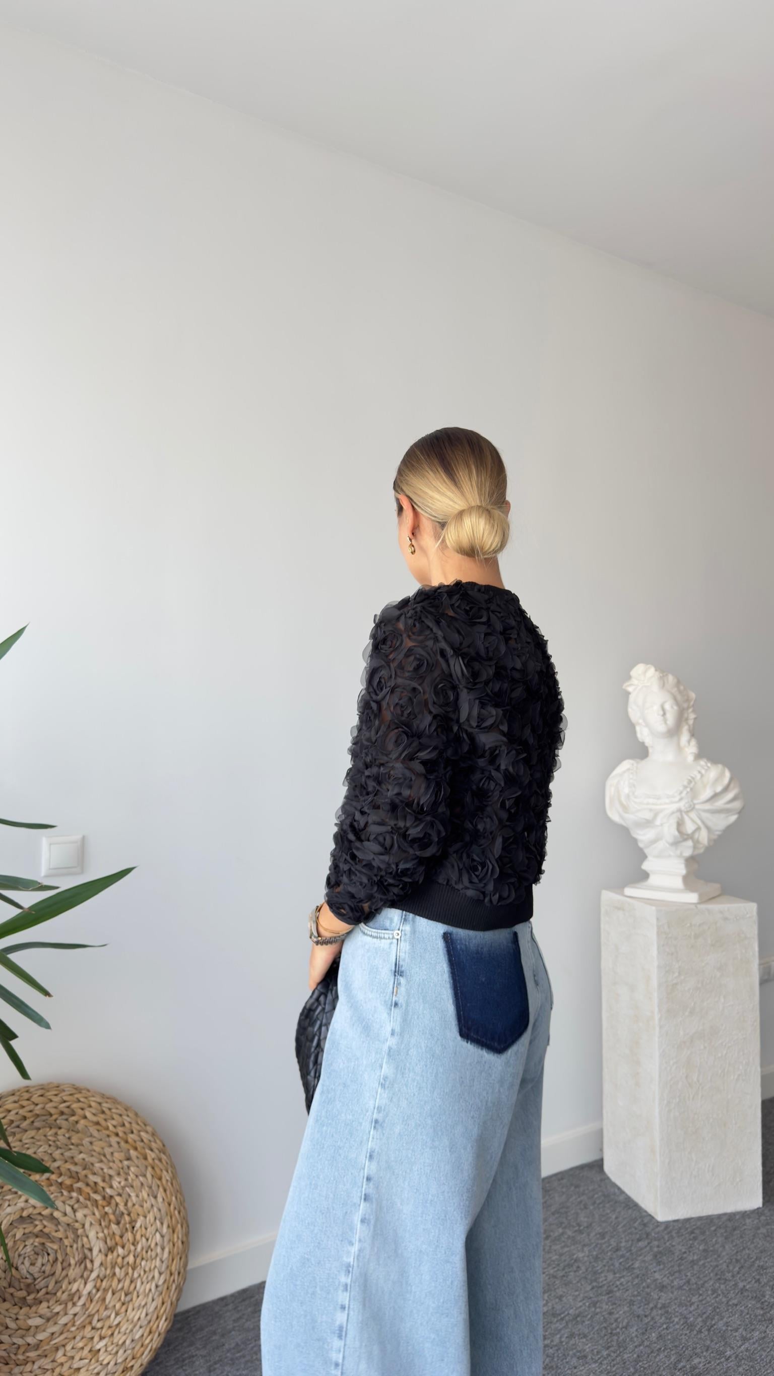 Zra Model Güllü Siyah Organze Ceket