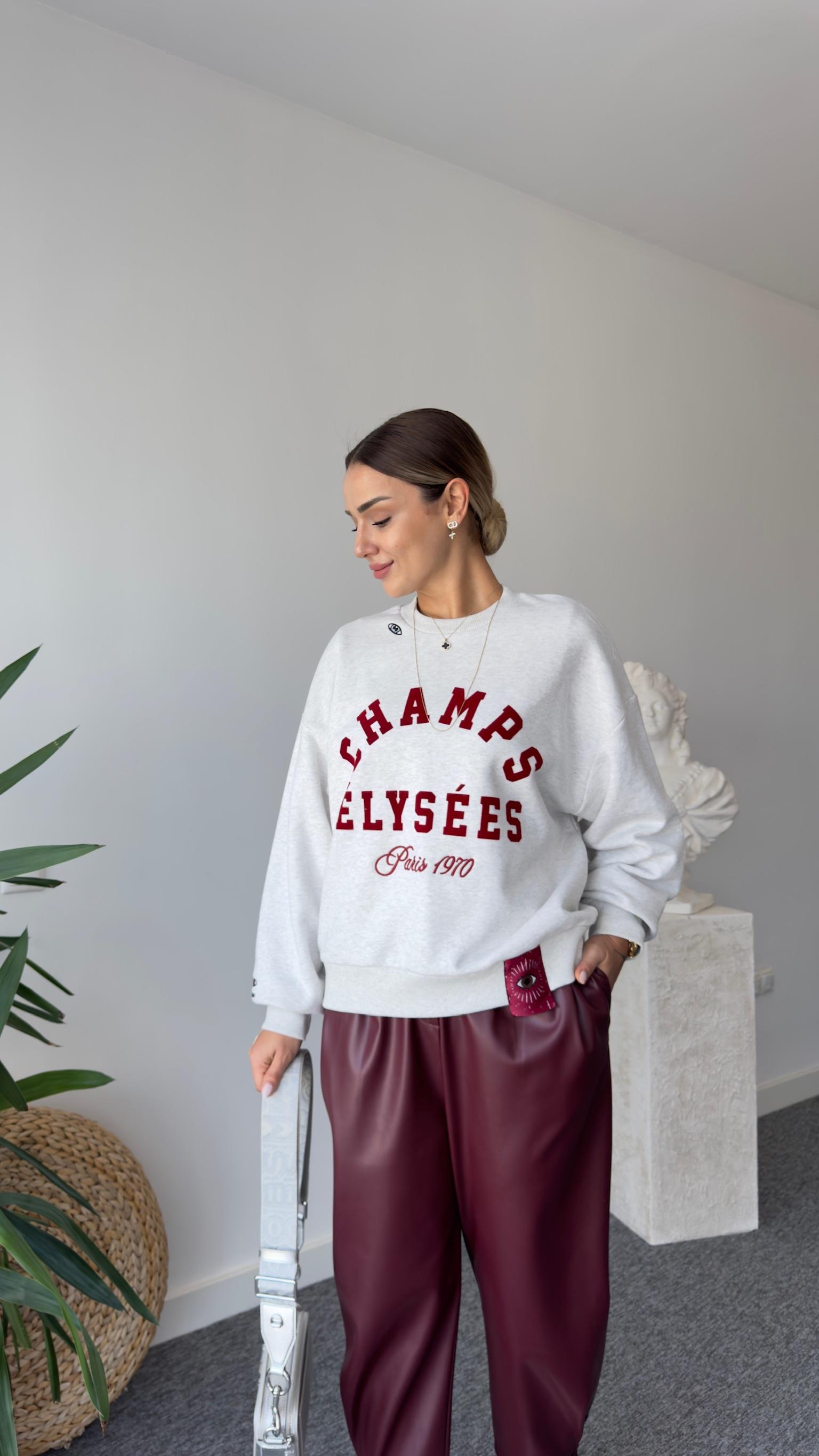 Patri Bordo Yazı Detaylı Sweatshirt
