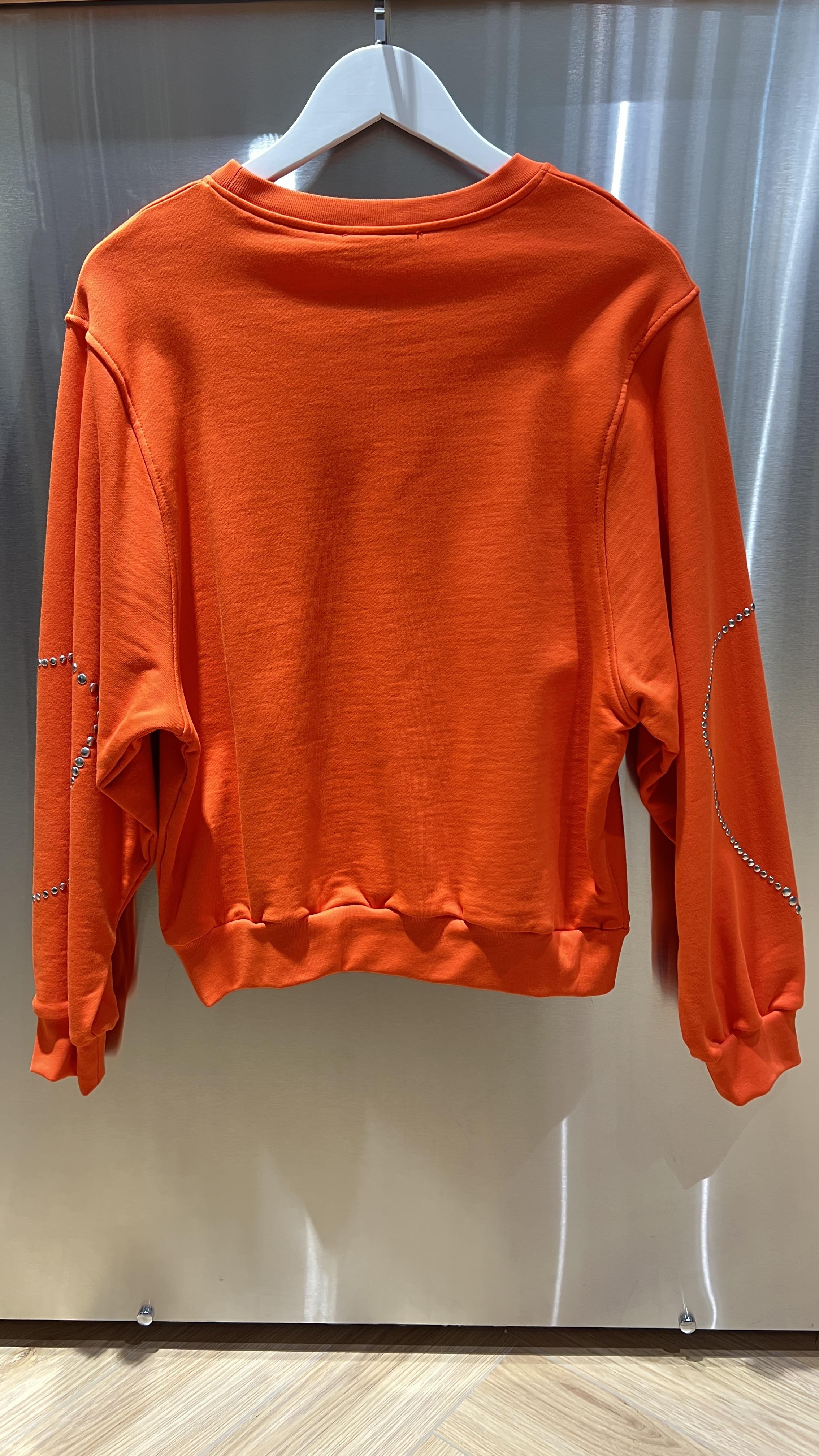 Zımba Baskılı Turuncu Sweatshirt
