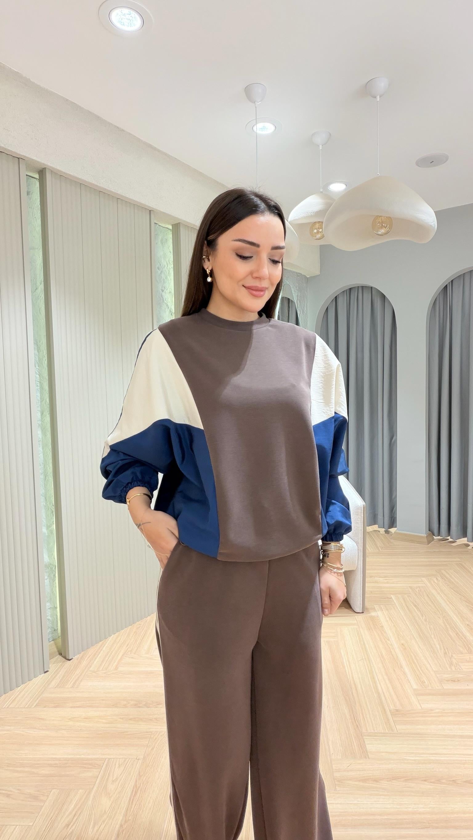 Kahve Color Blok Mix Tasarım Takım