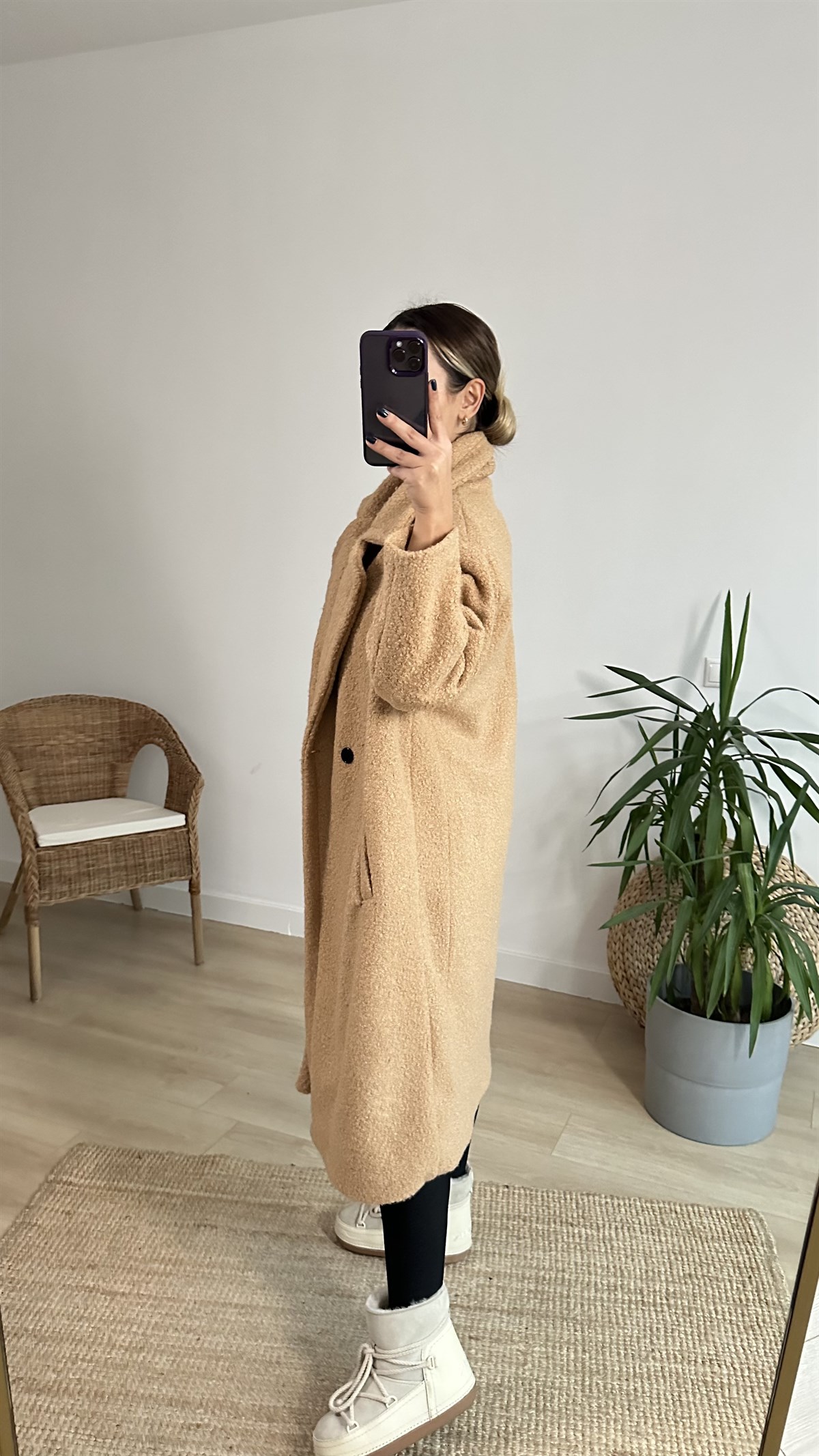 Camel Astarlı Buklet Kaban