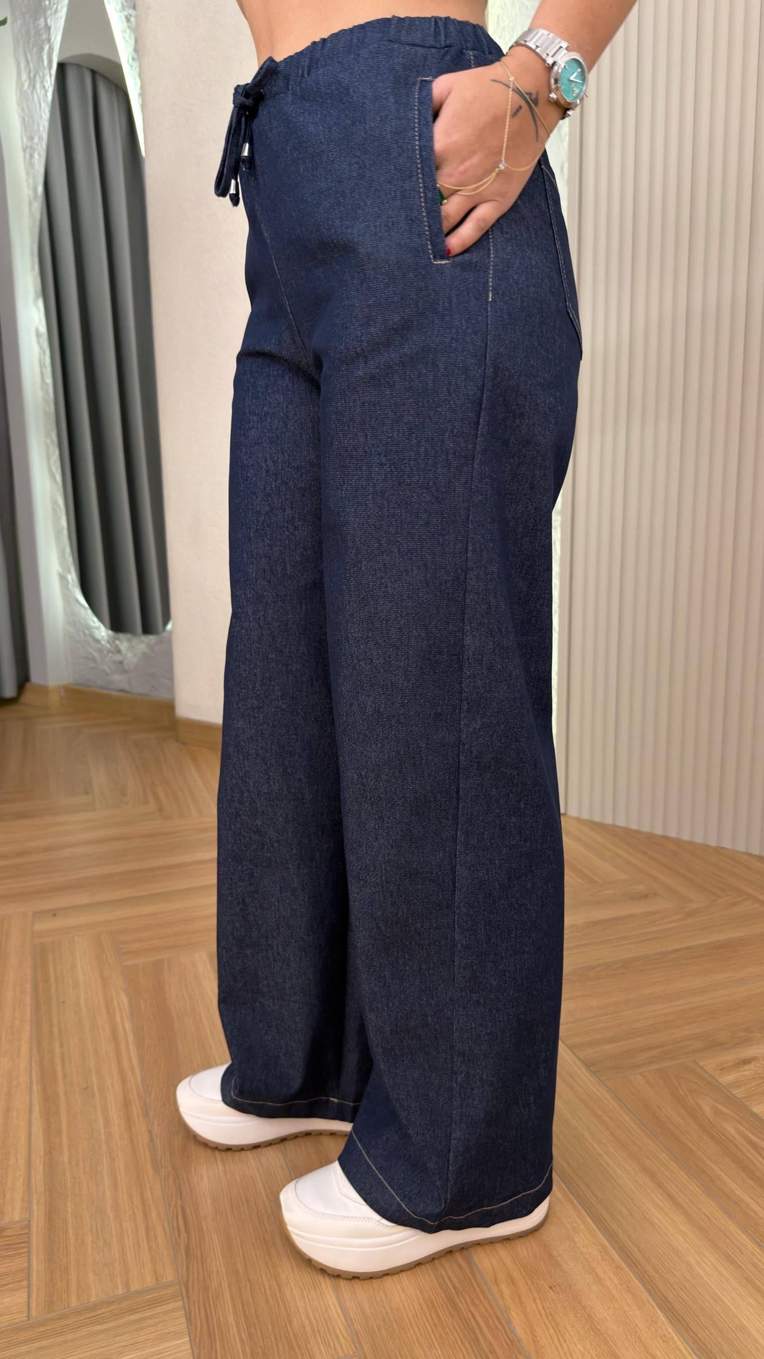 Lacivert Comfort  Bel Lastikli Pantolon