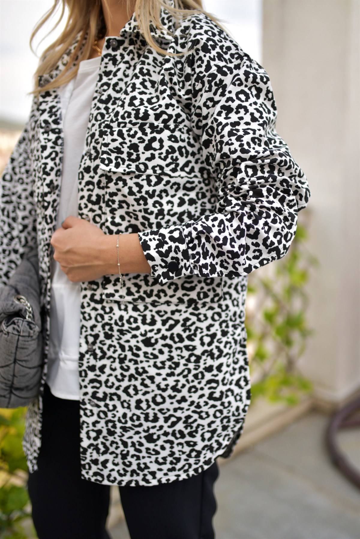 Leopar Baskı Gabardin Gömlek