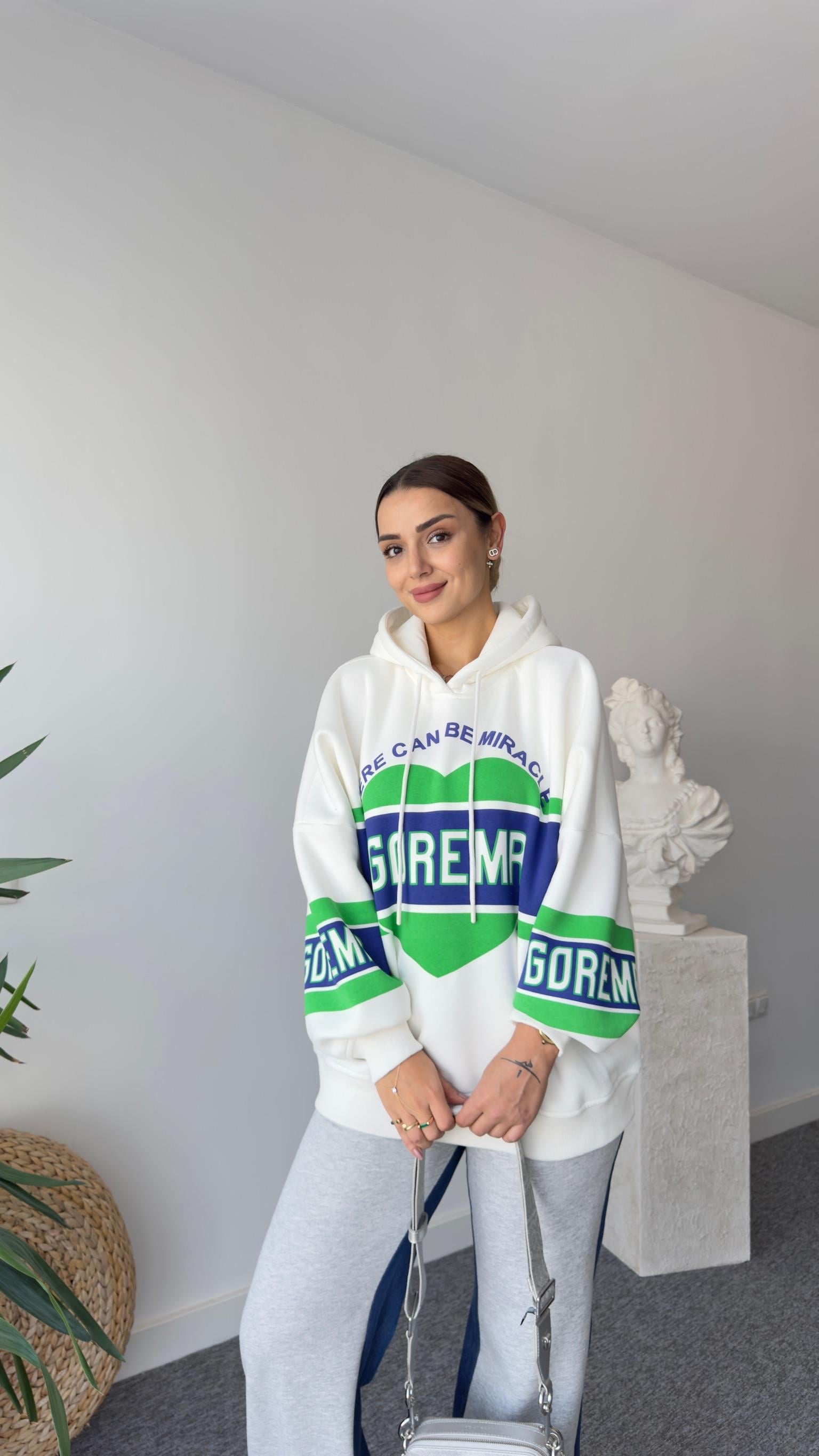 Tomis Baskı Detay Şardonlu Ekru Sweatshirt