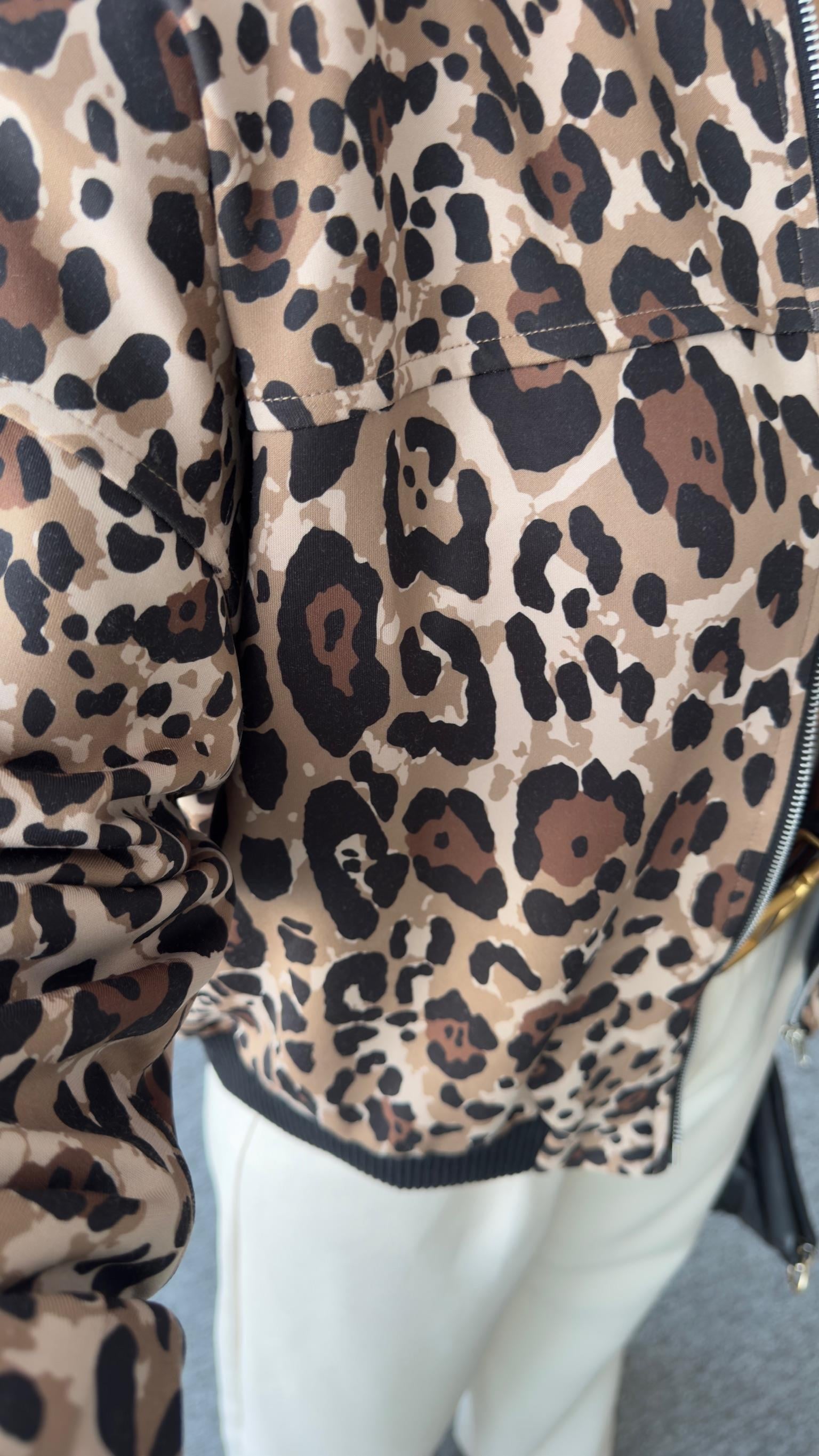Ginny Astarlı Leopar Desen Bomber Ceket