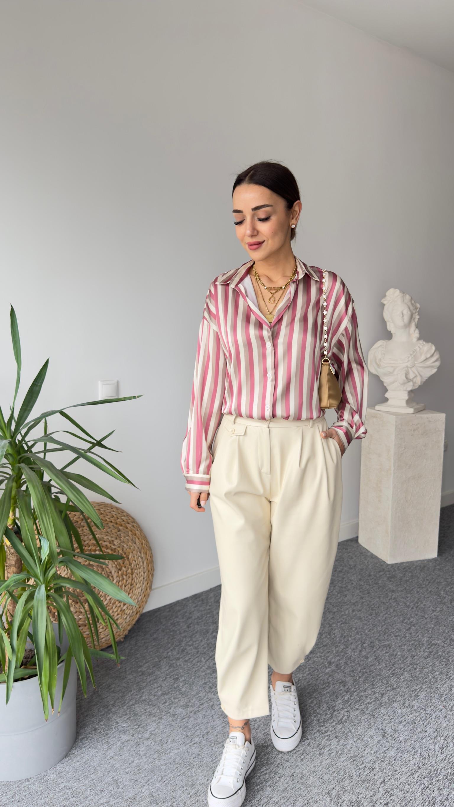 İvvi Zra Model Çizgili Saten Gömlek