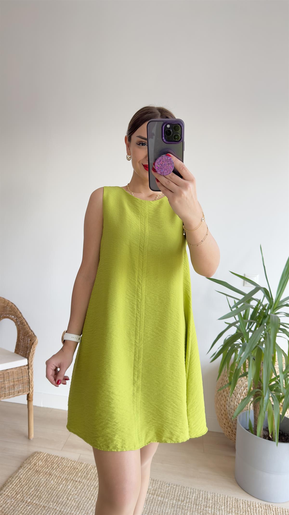 Olive Kolsuz Çan Elbise 