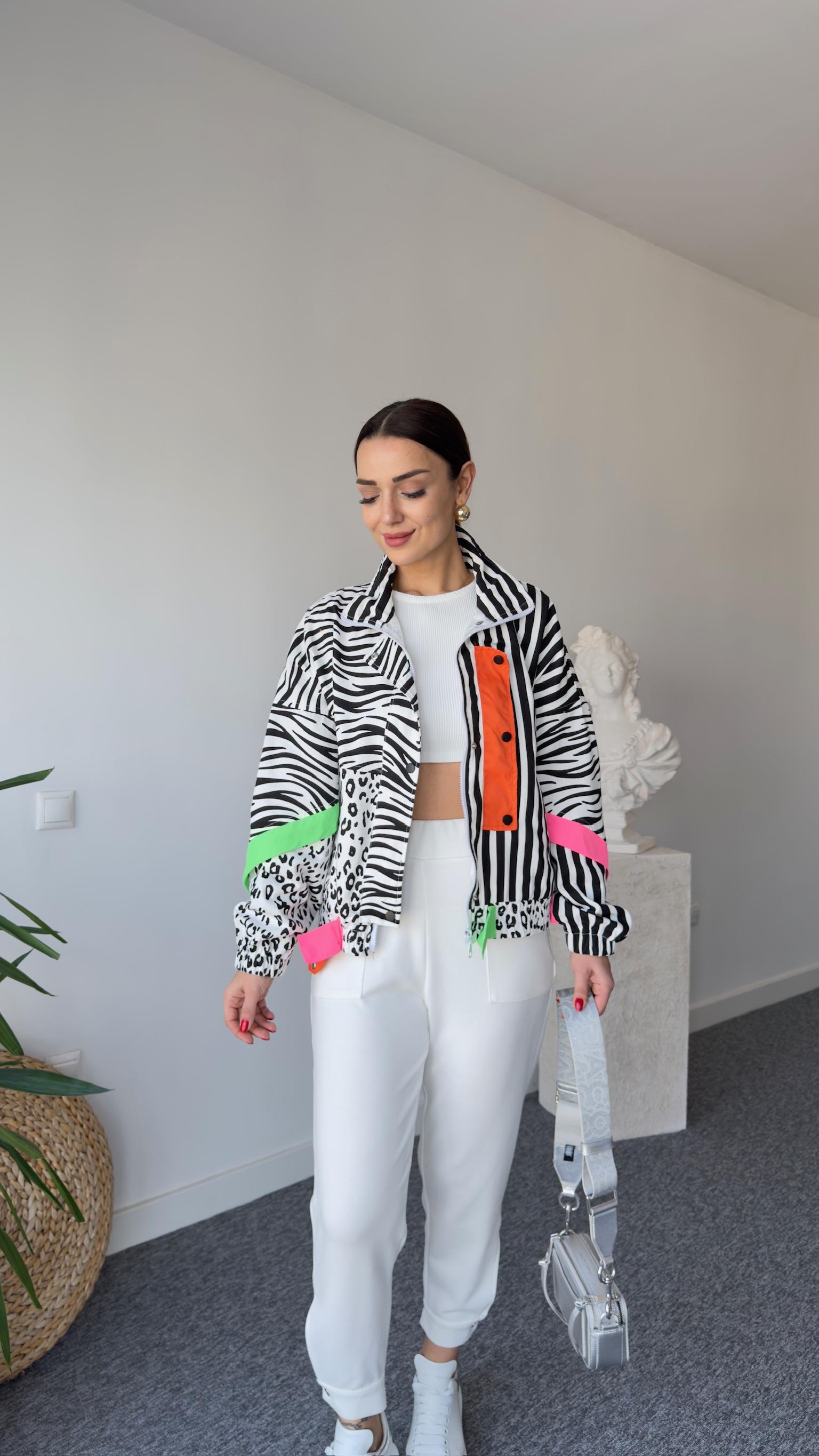 Leza Garnili Zebra Desen Ceket 