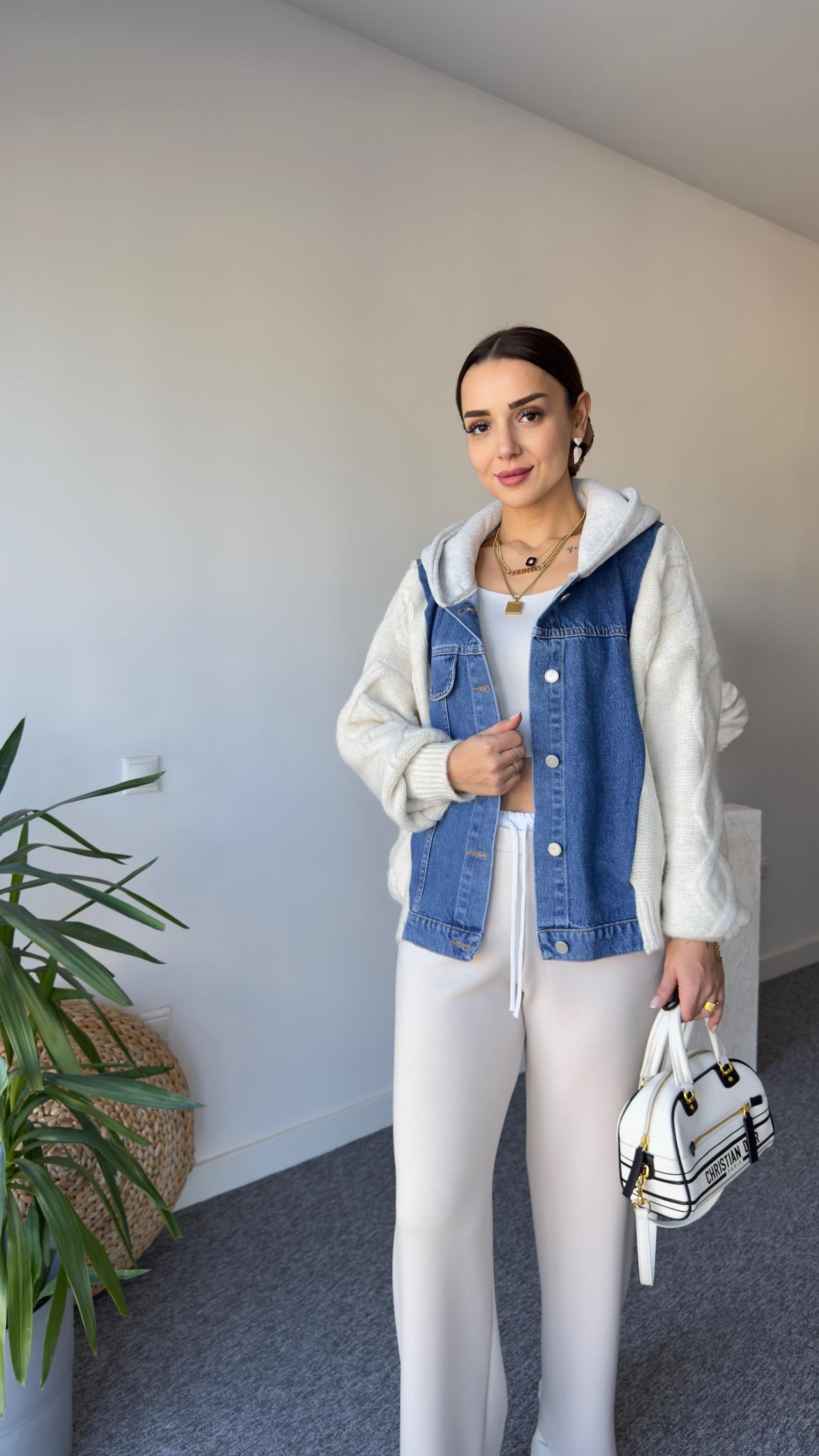 Twin Kolar Trikolu Kapüşonlu Ceket