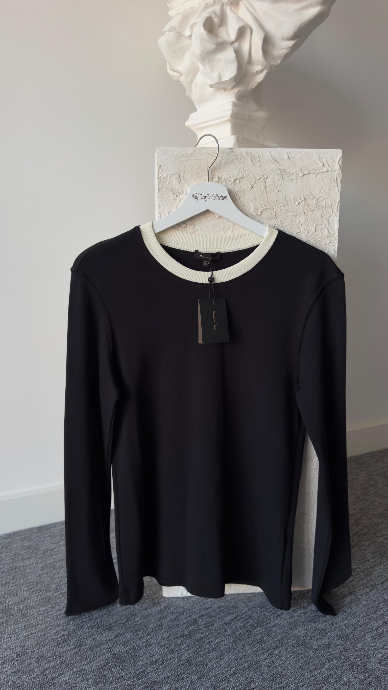 Beyaz Ribanalı Massi Sweatshirt