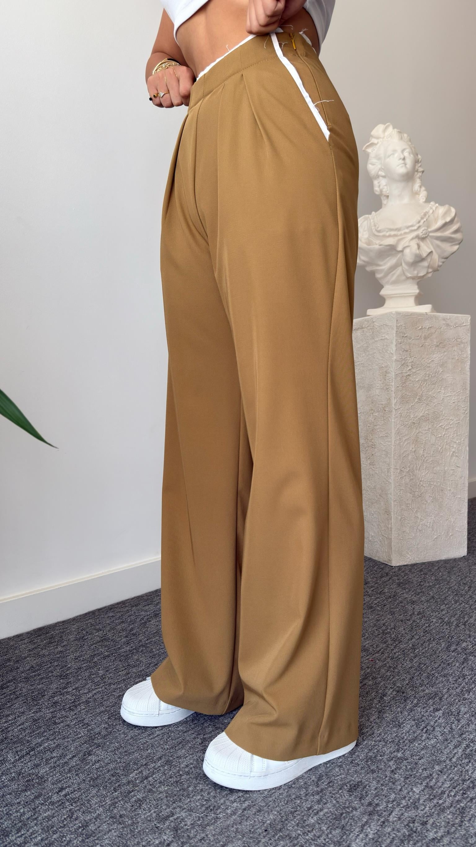 Camel Ratto Beyaz Renk Geçişli Pantolon
