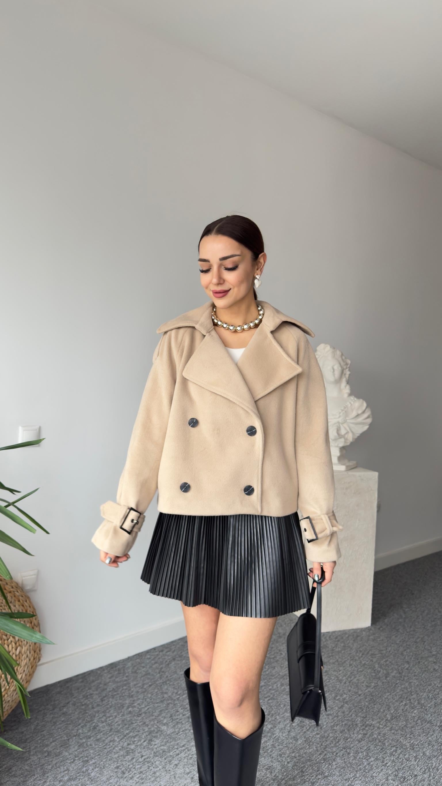 Massi Model Bej Kaşe Mont
