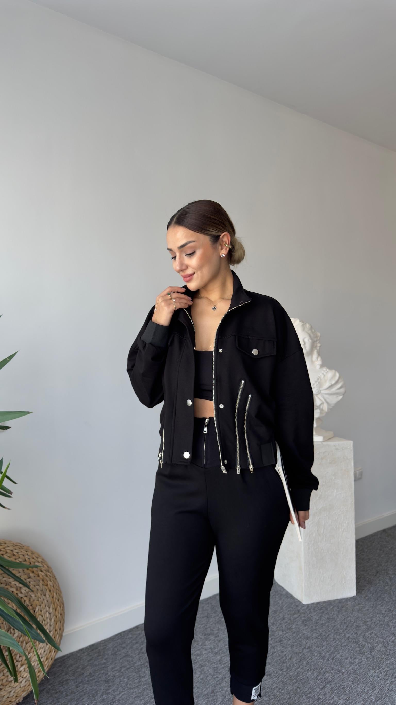 Andri Tws Model Fermuarlı Siyah Ceket