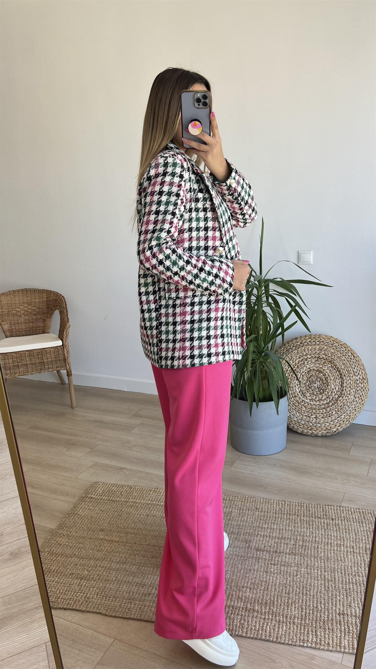 Renkli Tüvit Blazer Ceket 