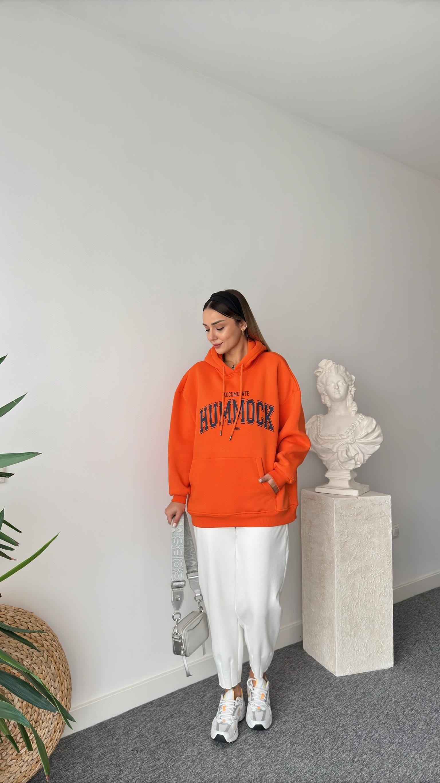 Hummock Yazılı Turuncu Sweatshirt
