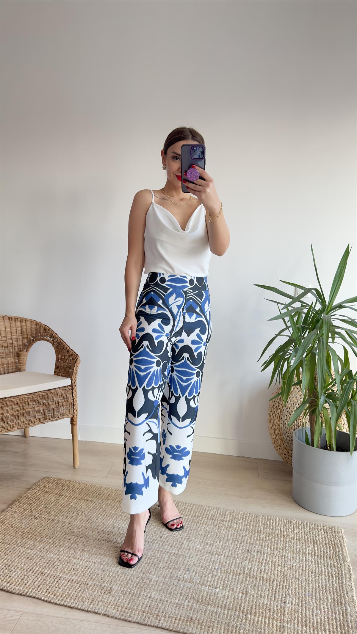 Culotte Mavi Desenli Pantolon
