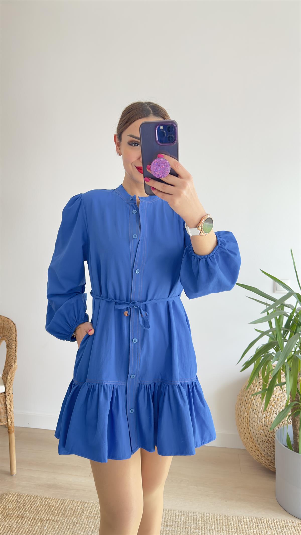 Luci Zra Model Mavi Poplin Elbise 