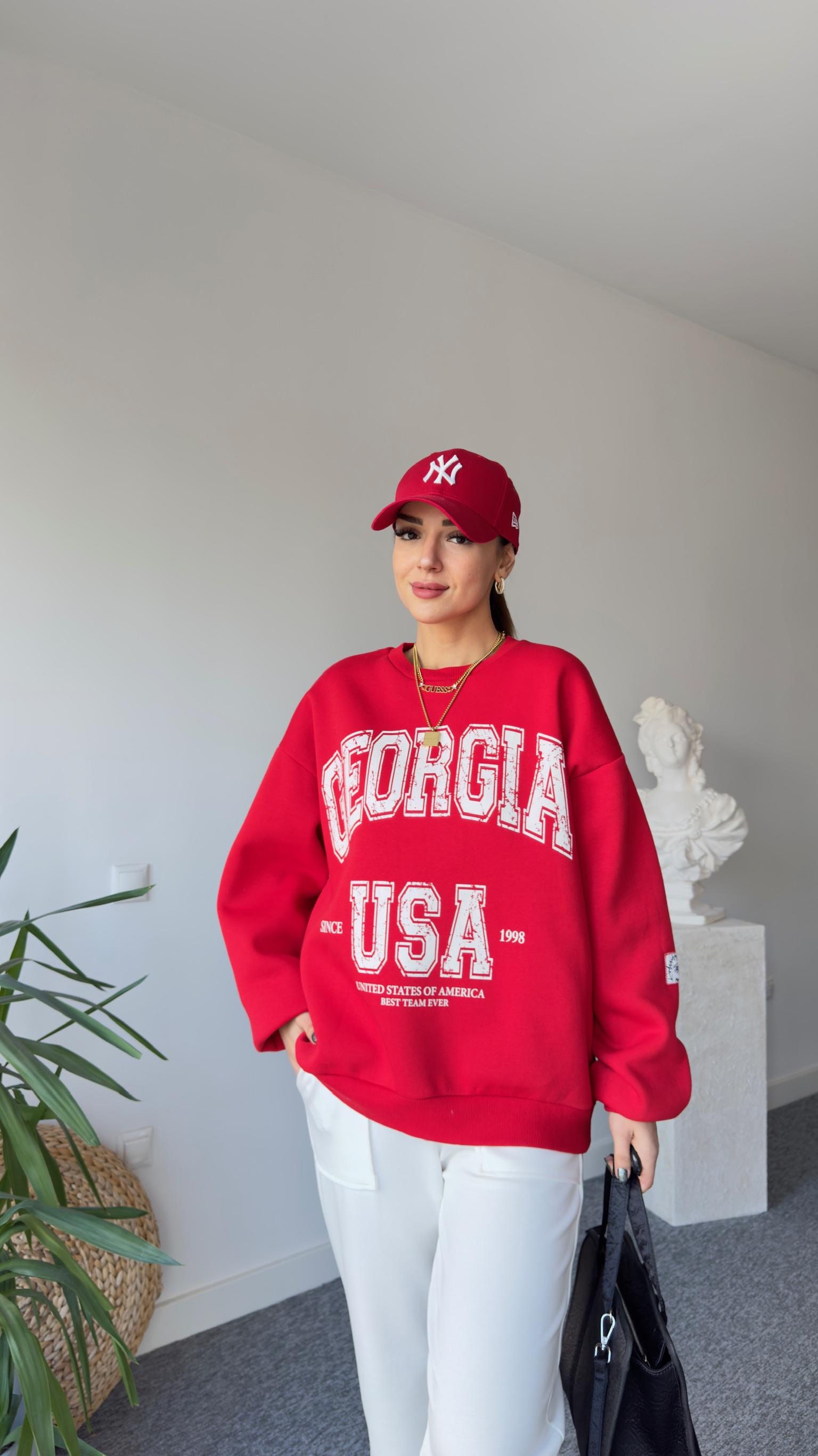 Georgıa Baskı Kırmızı Sweat