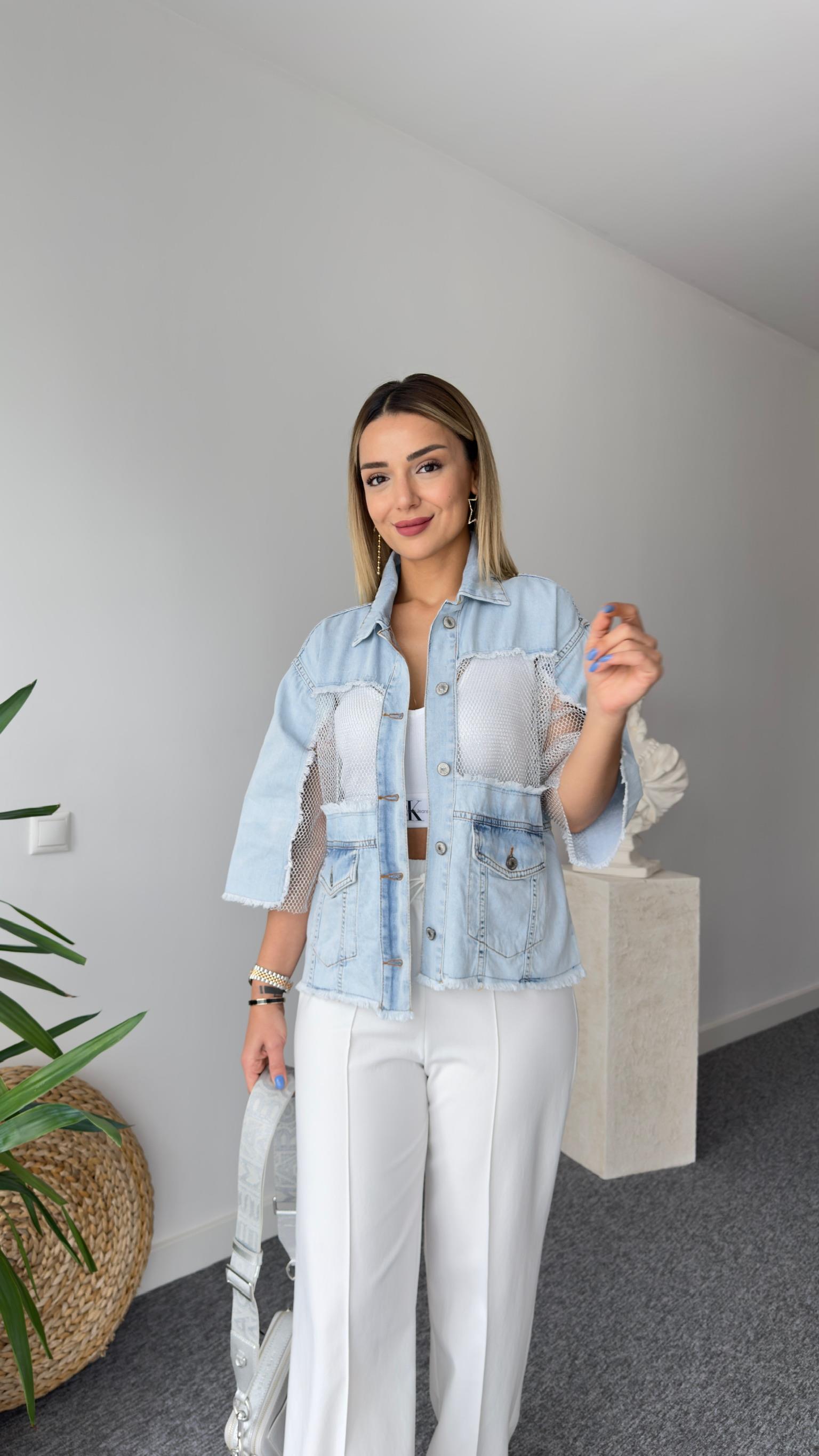Simli File Detay Jean Ceket