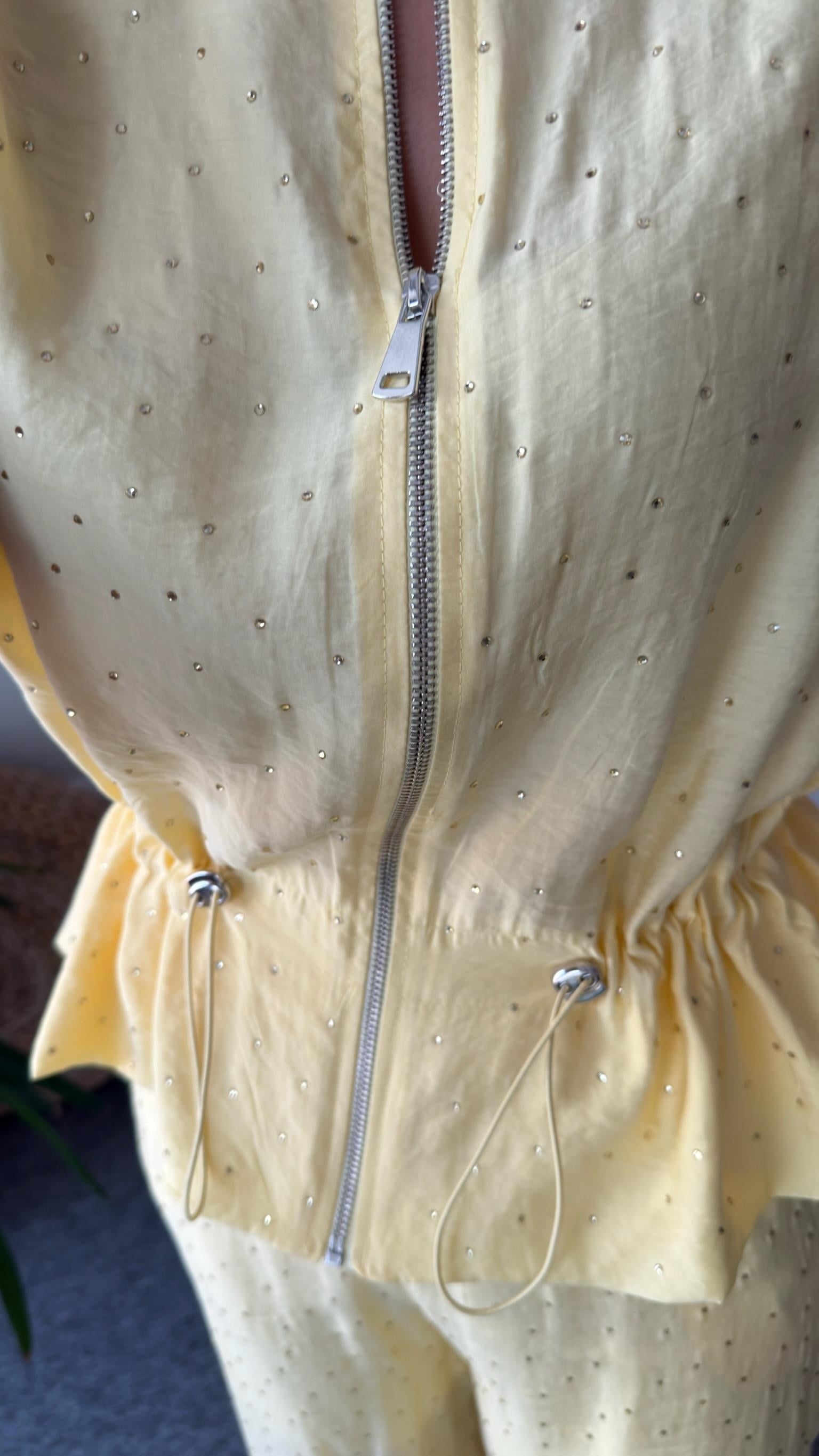 Sarı Rafto Taş Detaylı Yelek Pantolon Takım