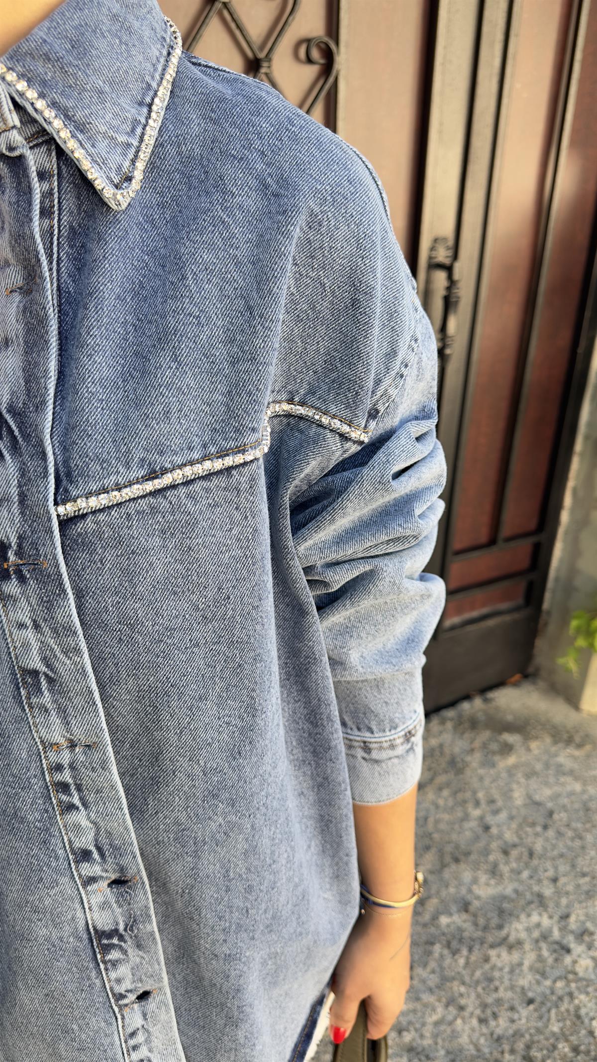 Desen Baskılı Orj Model Jean Ceket