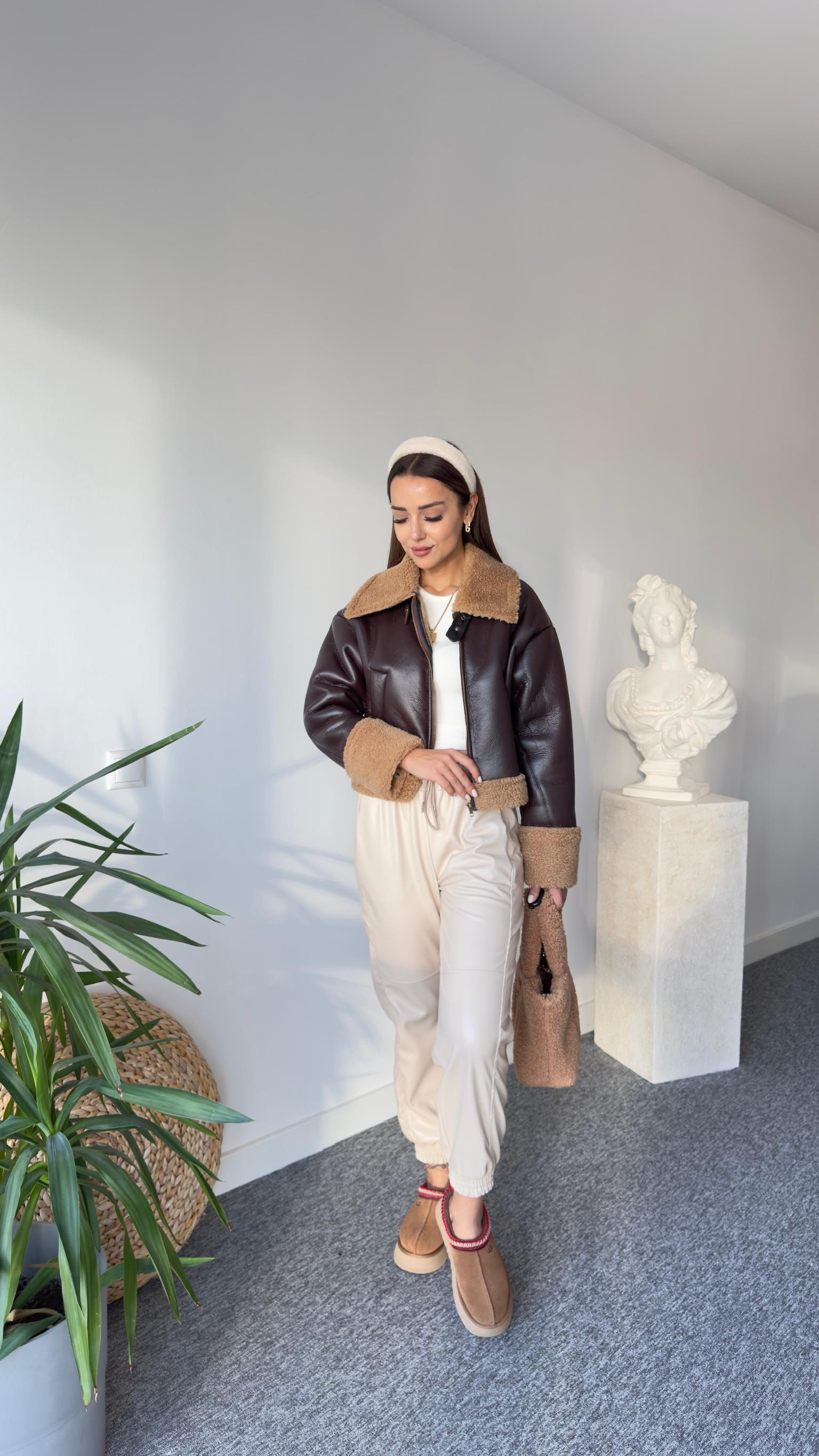Bel Lastikli Tw Model Bej Deri Pantolon