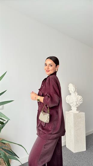 Bordo Vuaye Cep Detaylı Takım