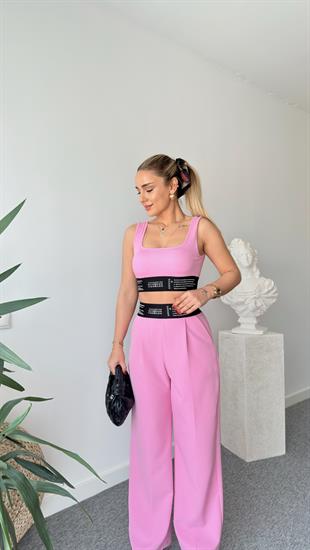 Yazı Detay Destekli Pembe Atlet