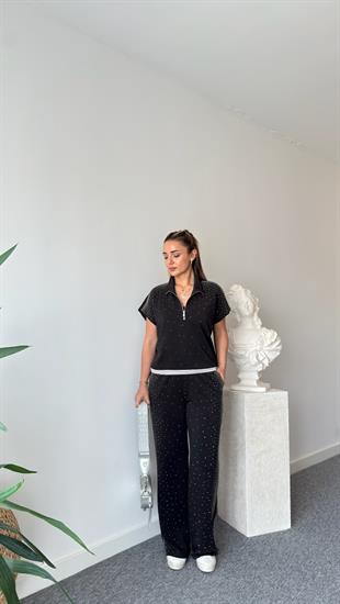 Siyah Tony Premium Taş Detaylı Modal Takım