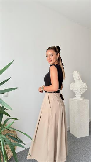 Brek Zra Model Kemerli Kontrast Elbise