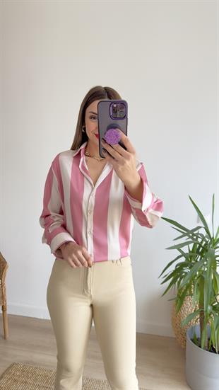 Ferny Zra Model Pembe Çizgili Gömlek