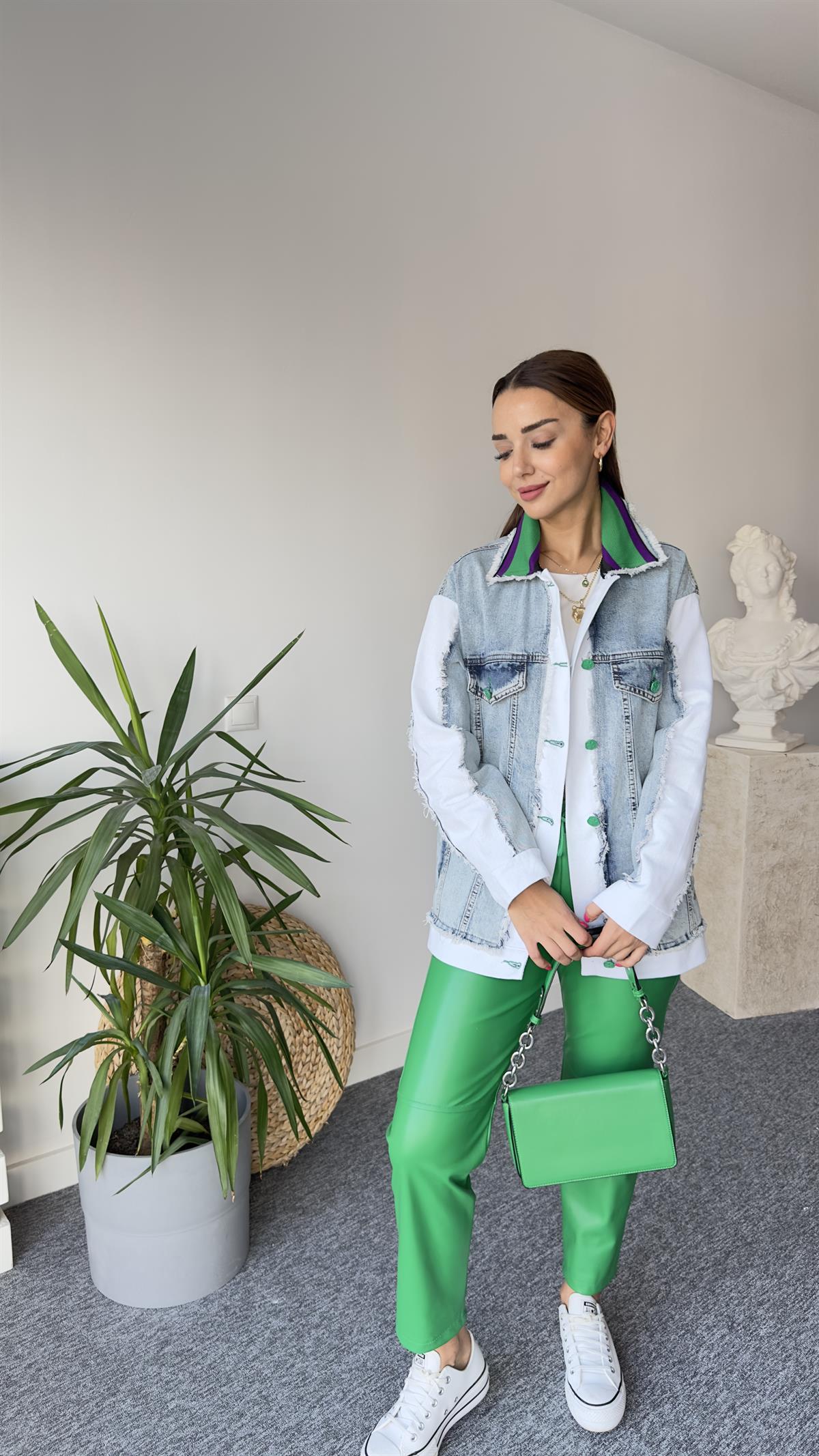 Yaka Ribanalı Denim Ceket