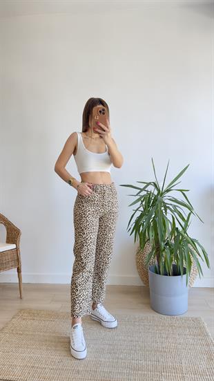 Marka Model Gabardin Leopar Pantolon