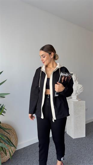 Lotta Marka Model Kapüşonlu Siyah Sweat