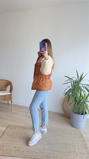 Peluş Detaylı Şişme Mont