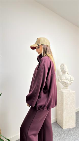 Bordo Sonya Ceket Pantolon Modal Takım
